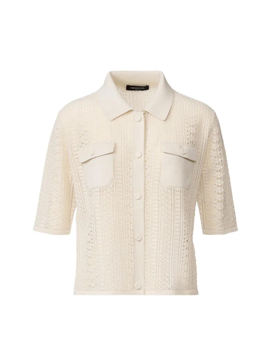Fabiana Filippi White Pocket Knitted Shirt