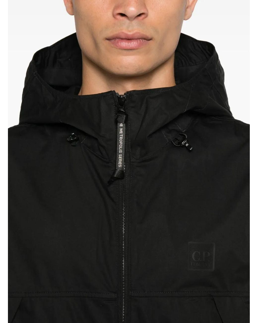 C P Company Black Half-Zip Hooded Jacket for men