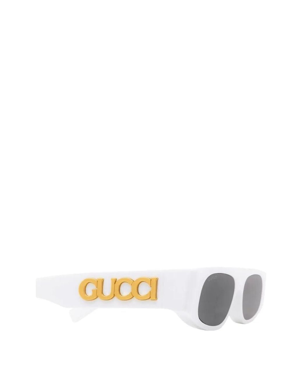 Gucci White Logo-Plaque Rectangle-Frame Sunglasses