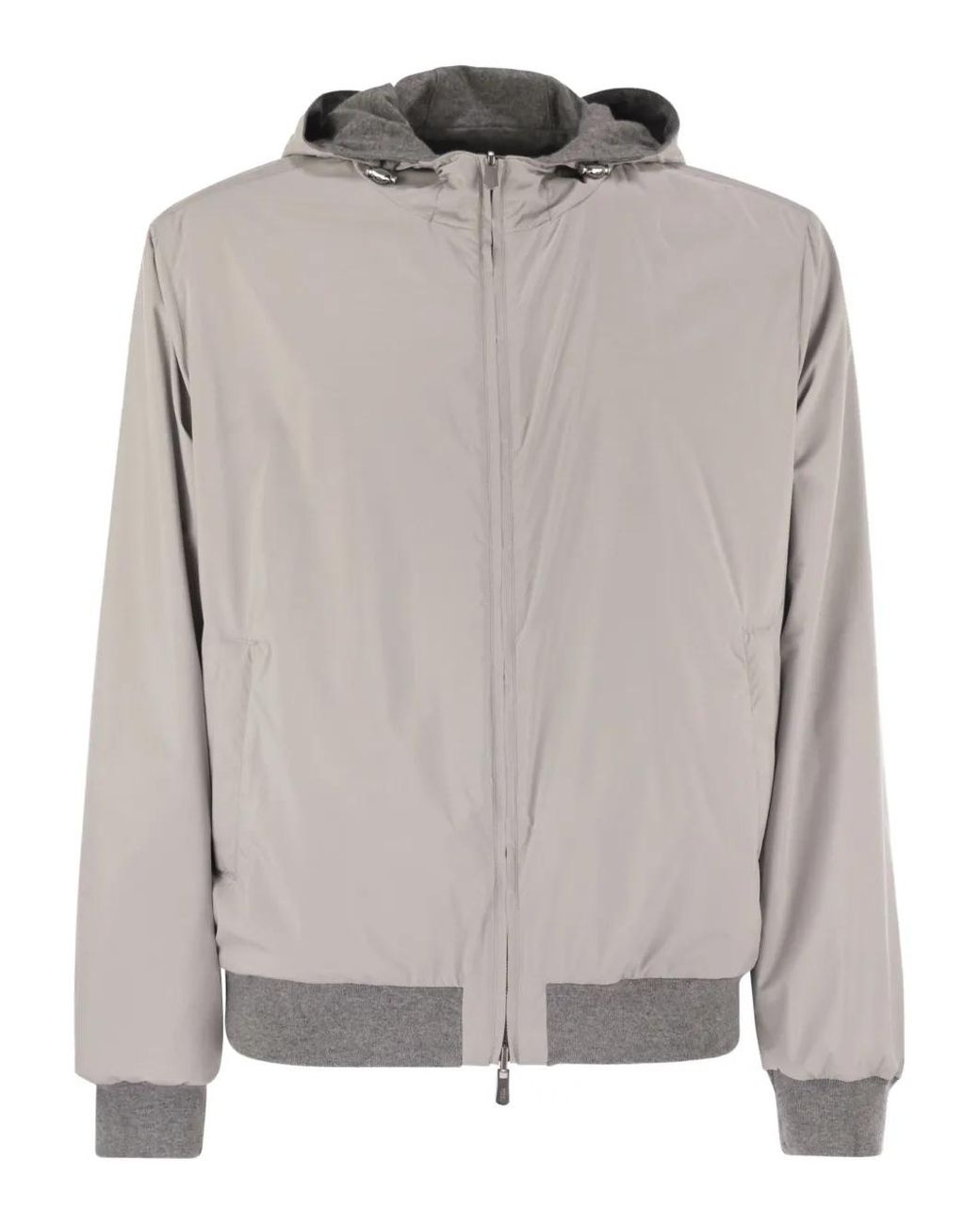 Fedeli Gray Reversible Hooded Jacket for men
