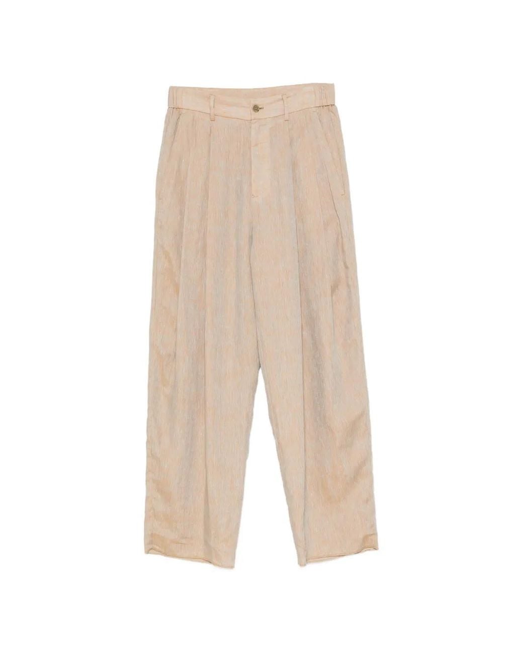 Giorgio Armani White Pleated Wide-Leg Trousers for men
