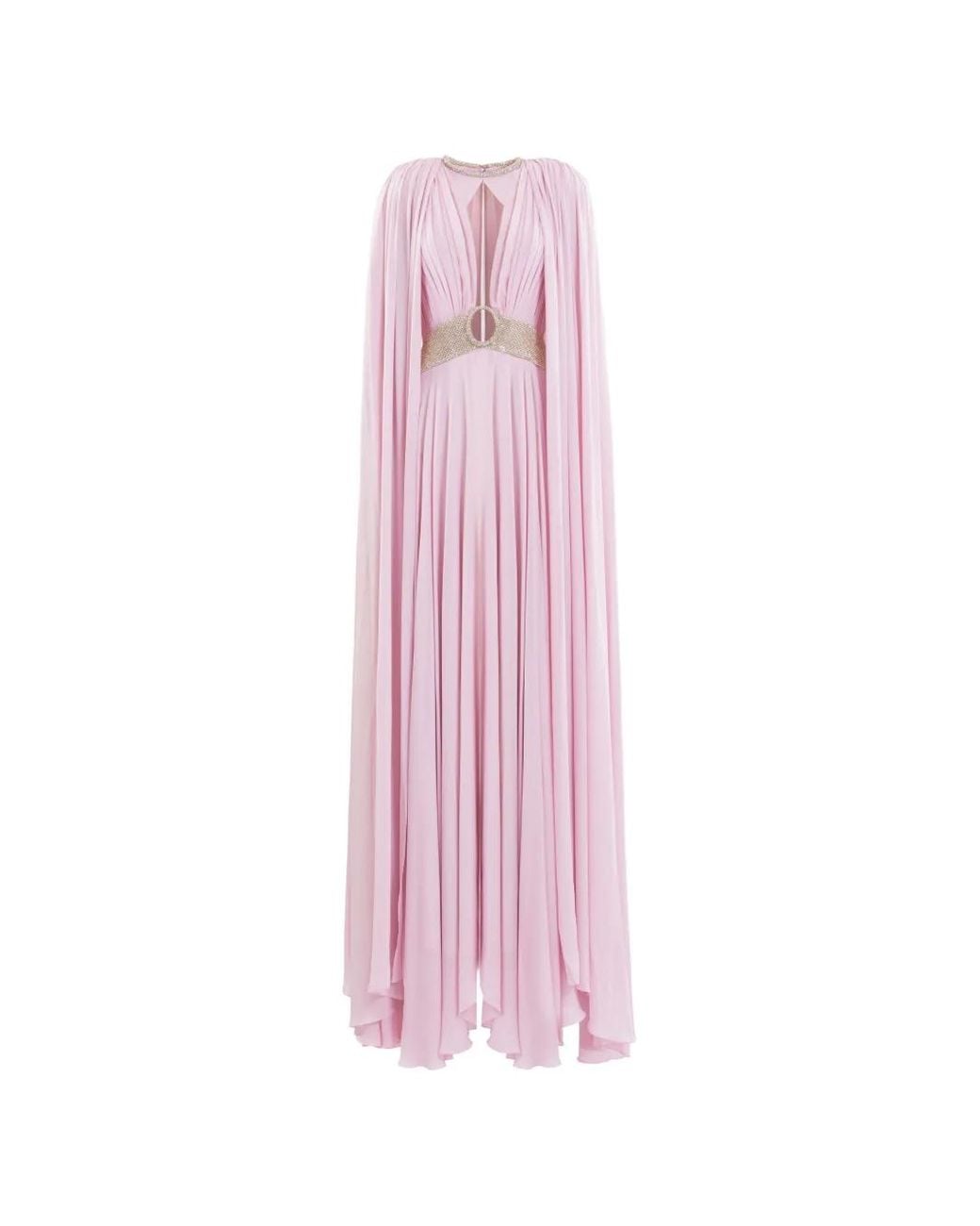 Saiid Kobeisy Pink Crystal-Embellished Draped Dress