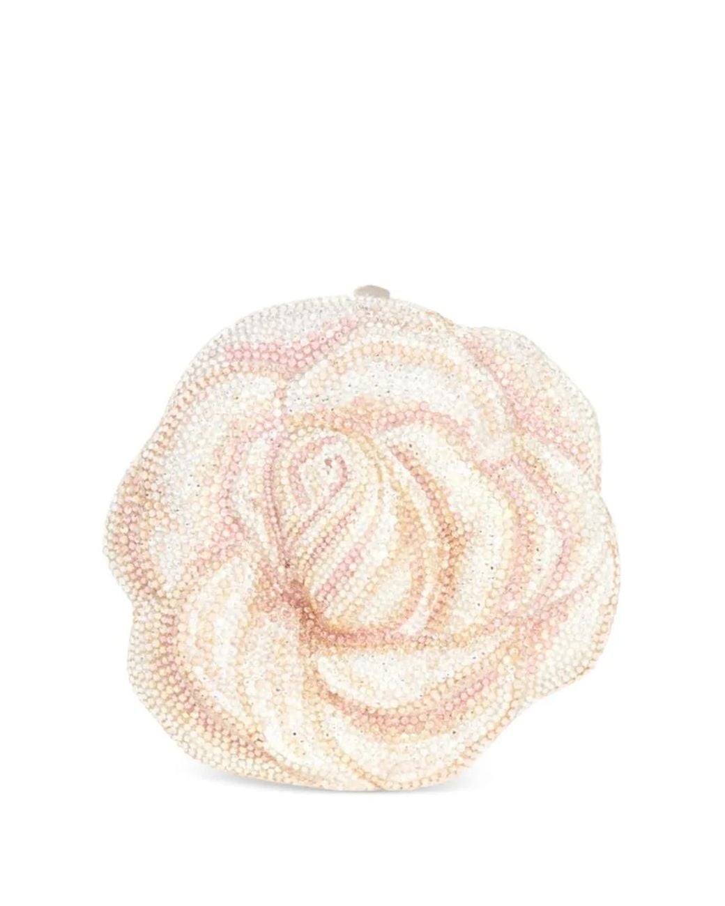 Judith Leiber Natural Crystal-Embellished Rose-Shaped Clutch Bag
