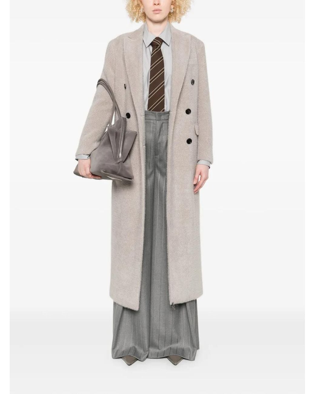 Eraldo Gray Double-Breasted Buttoned Coat