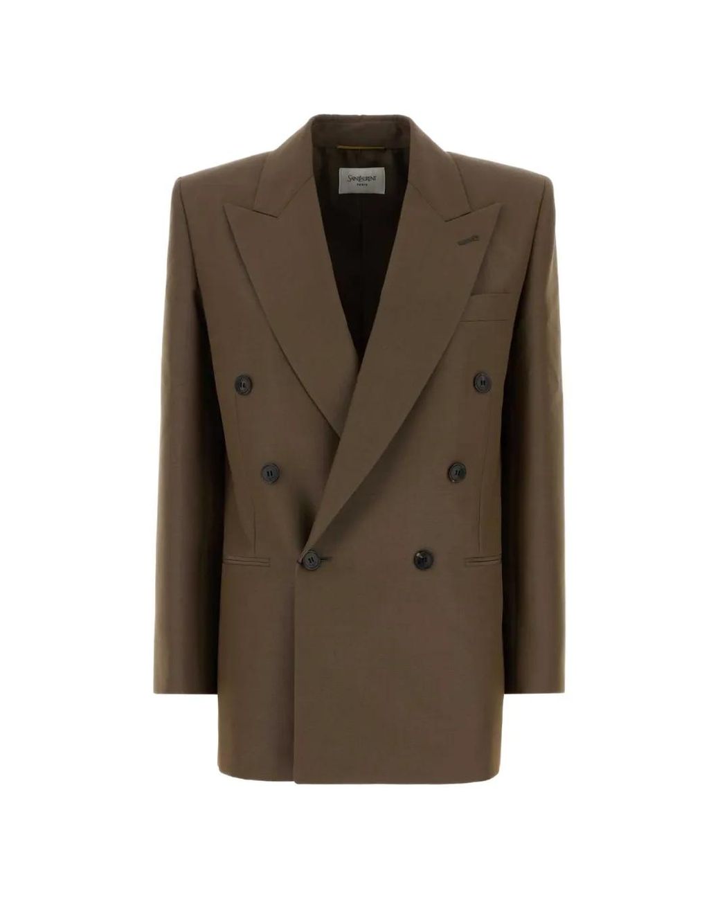 Saint Laurent Brown Peaked-Lapel Double-Breasted Blazer