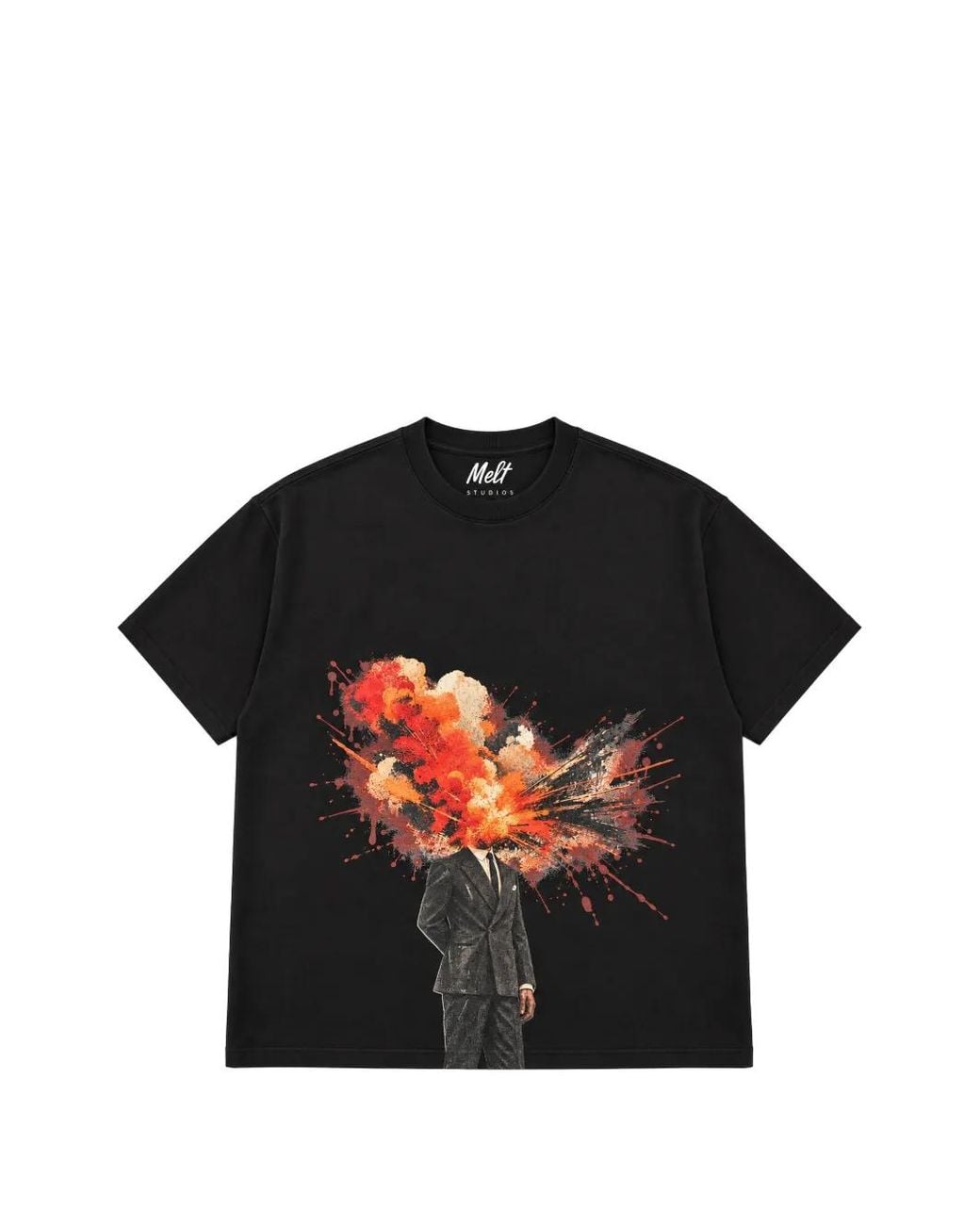 Melt Black Graphic-Print T-Shirt for men