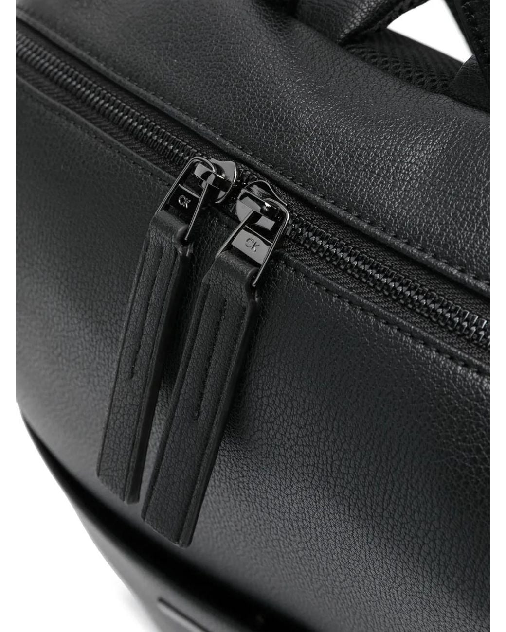 Calvin Klein Black Logo-Plaque Faux-Leather Backpack for men