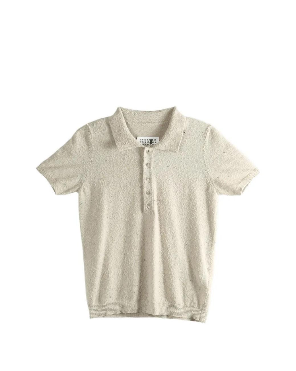 MM6 by Maison Margiela White Textured Short-Sleeve Polo Shirt