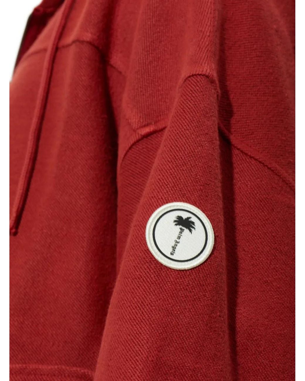 Palm Angels Red Palm Tree Zip Loose Hoodie for men