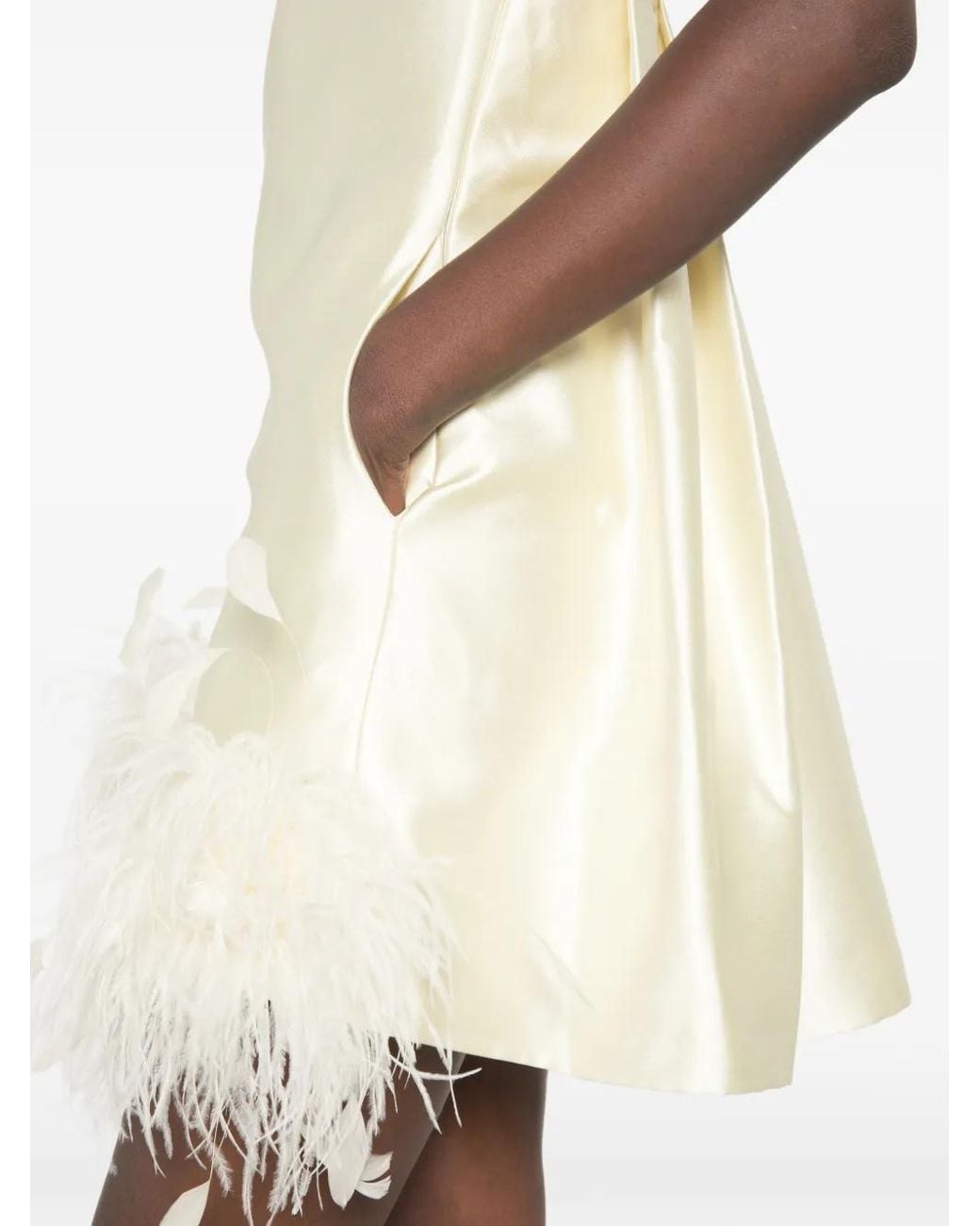 Self-Portrait White Feather-Trim Mini Dress