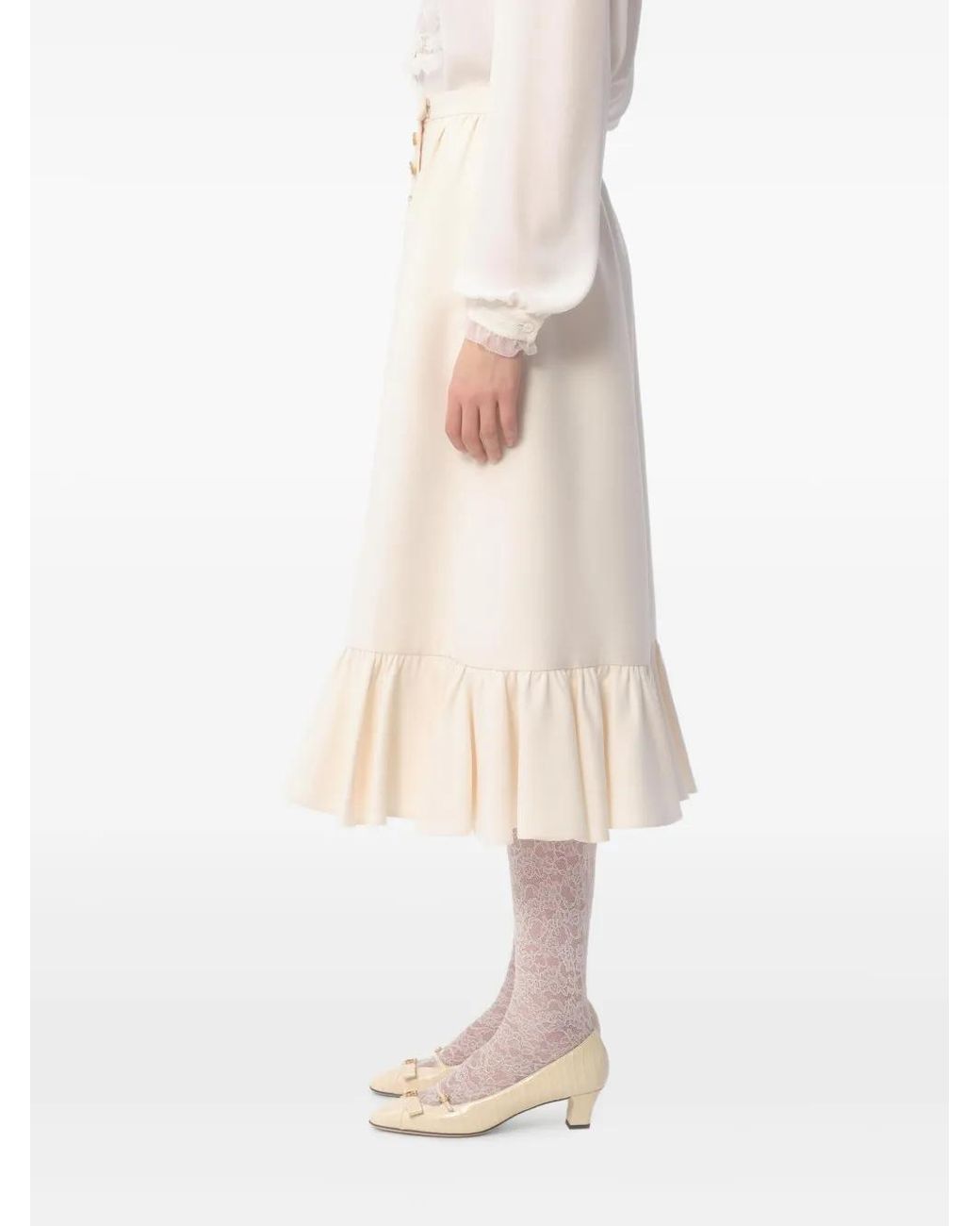 Valentino Garavani White Crepe Midi Skirt