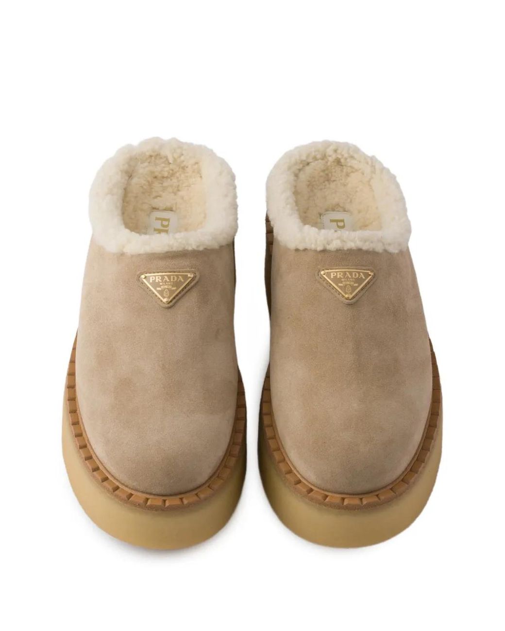 Prada Natural Suede Slippers