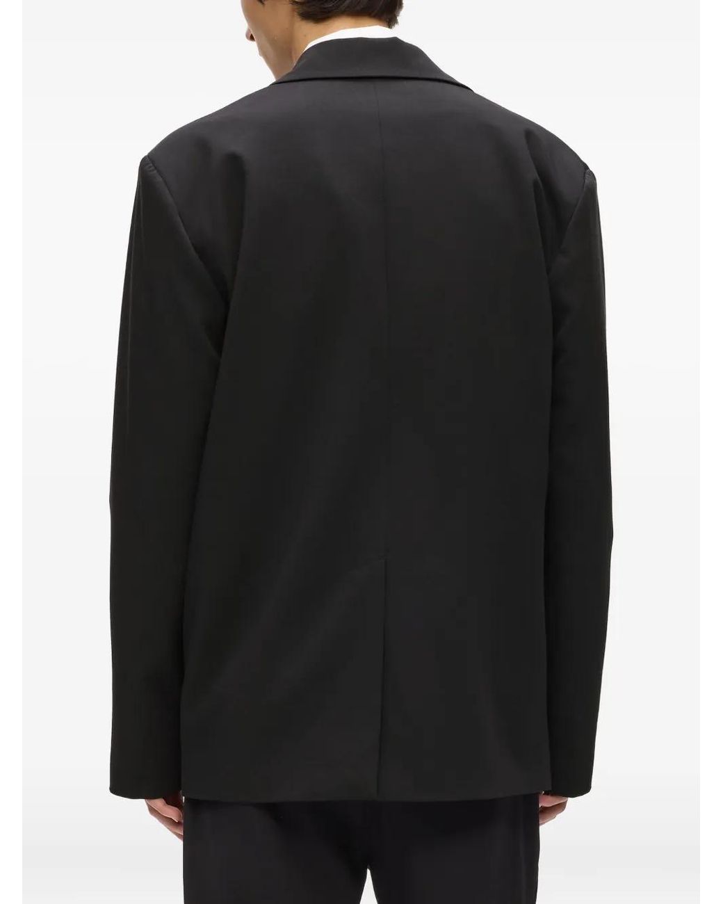 Karl Lagerfeld Black Two-Tone Denim-Inspired Blazer With Classic Lapel for men