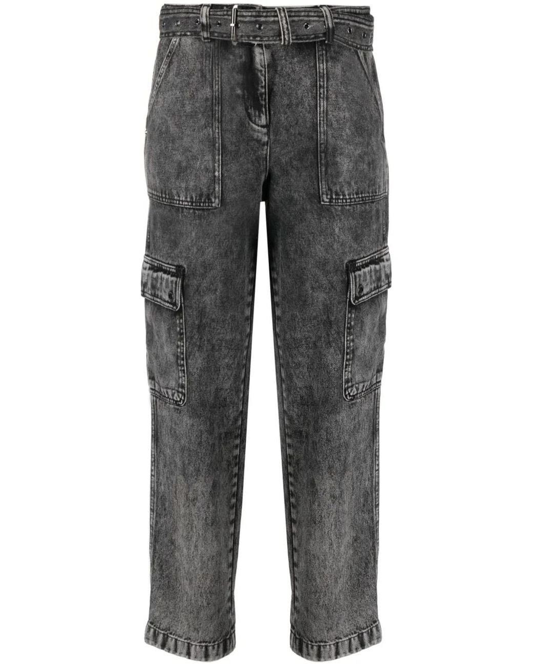 MICHAEL Michael Kors Gray Belted Washed Straight-Leg Jeans