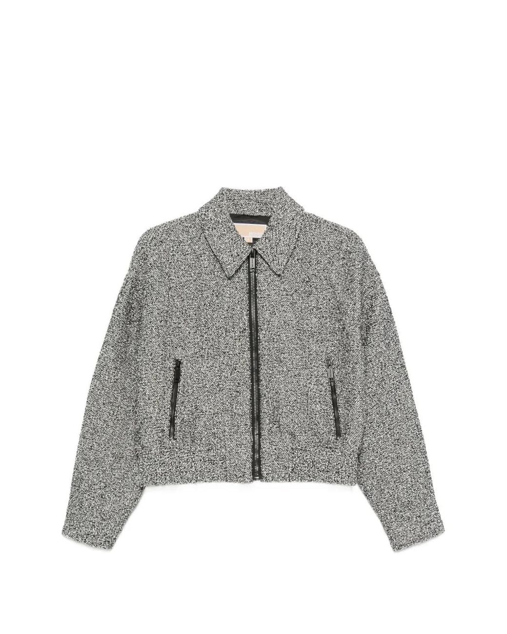Michael Kors Gray Tweed Zip-Up Jacket