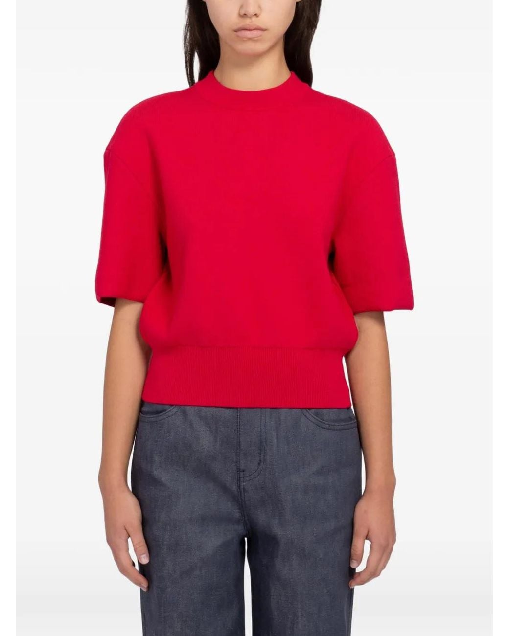 Amomento Red Short-Sleeve Sweater