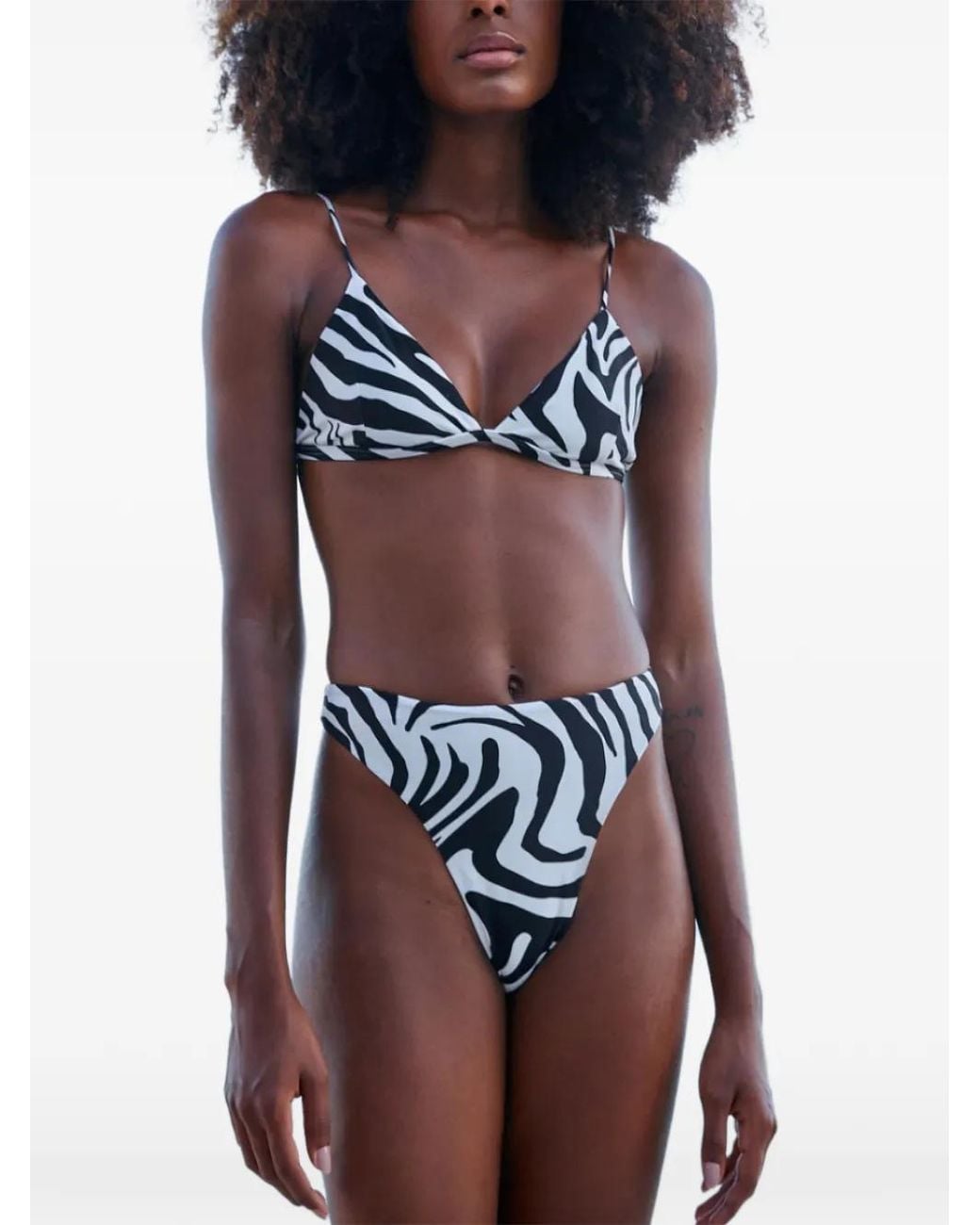 Haight White Olivia Zebra-Print Triangular Bikini Top