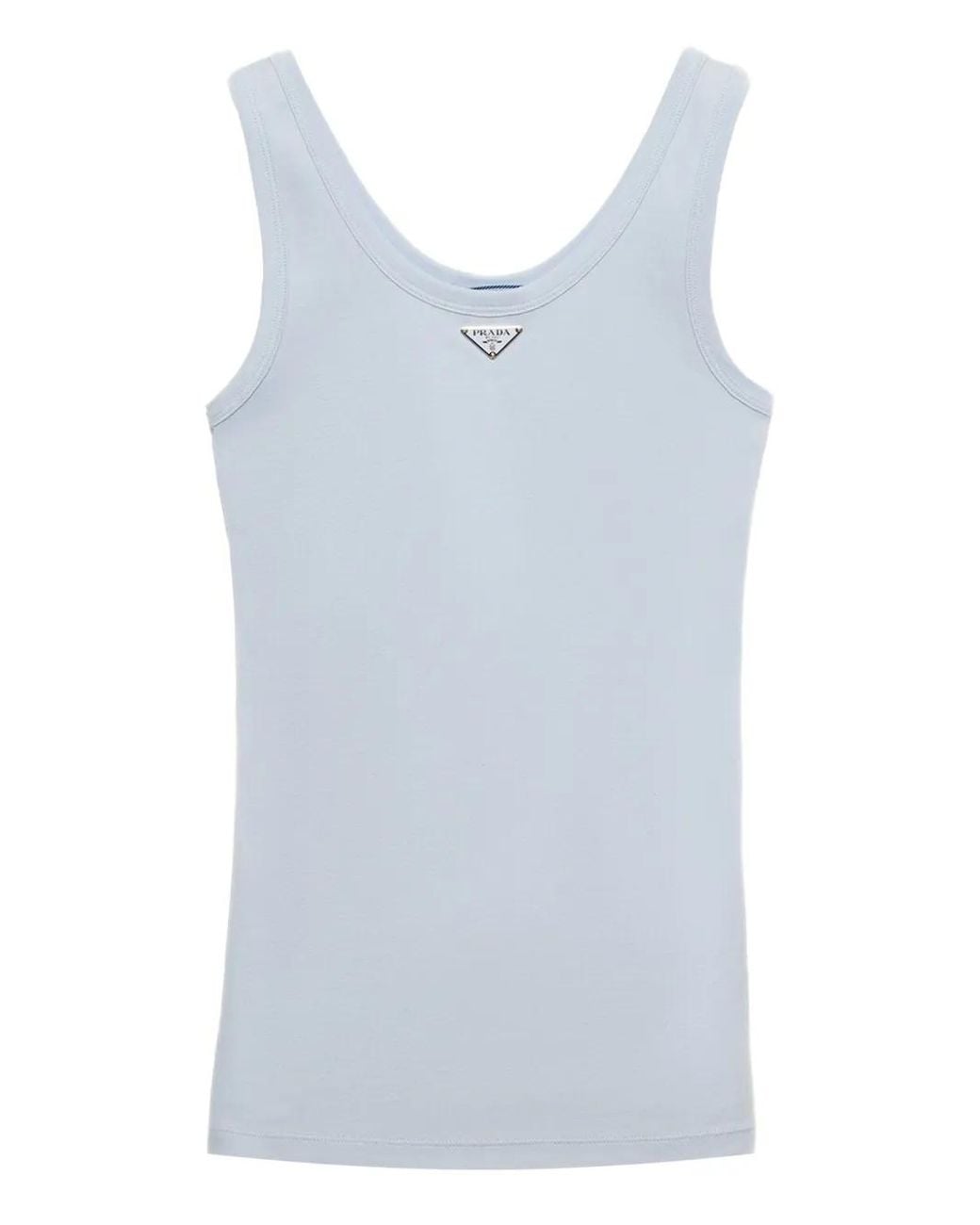 Prada Blue Cotton Ribbed Tank Top