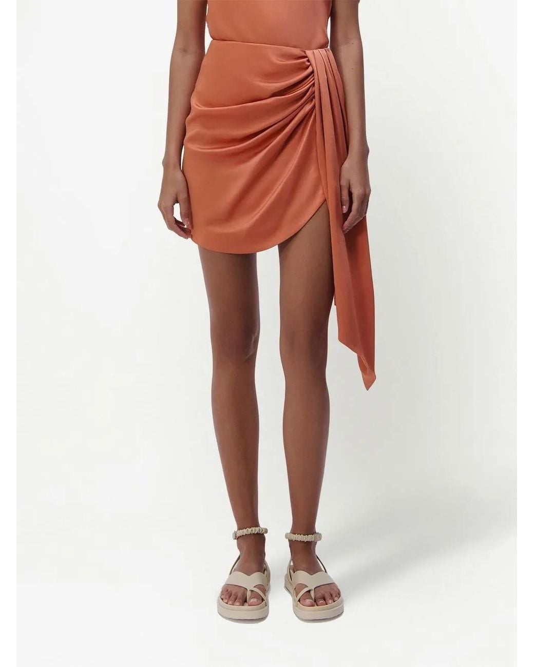 Jonathan Simkhai Orange Mae Draped Skirt