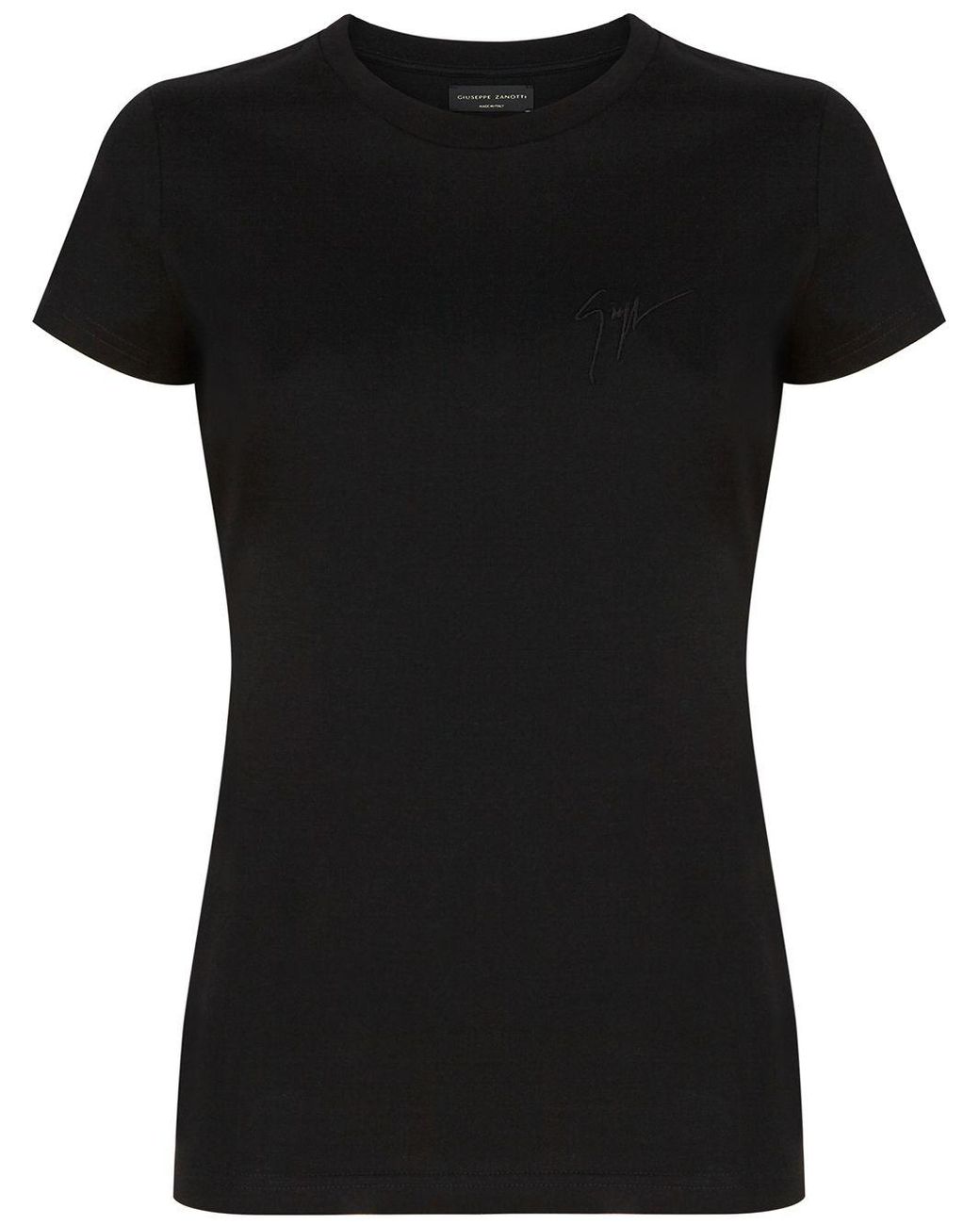 Giuseppe Zanotti Logo Embroidered Cotton T-shirt in Black - Lyst