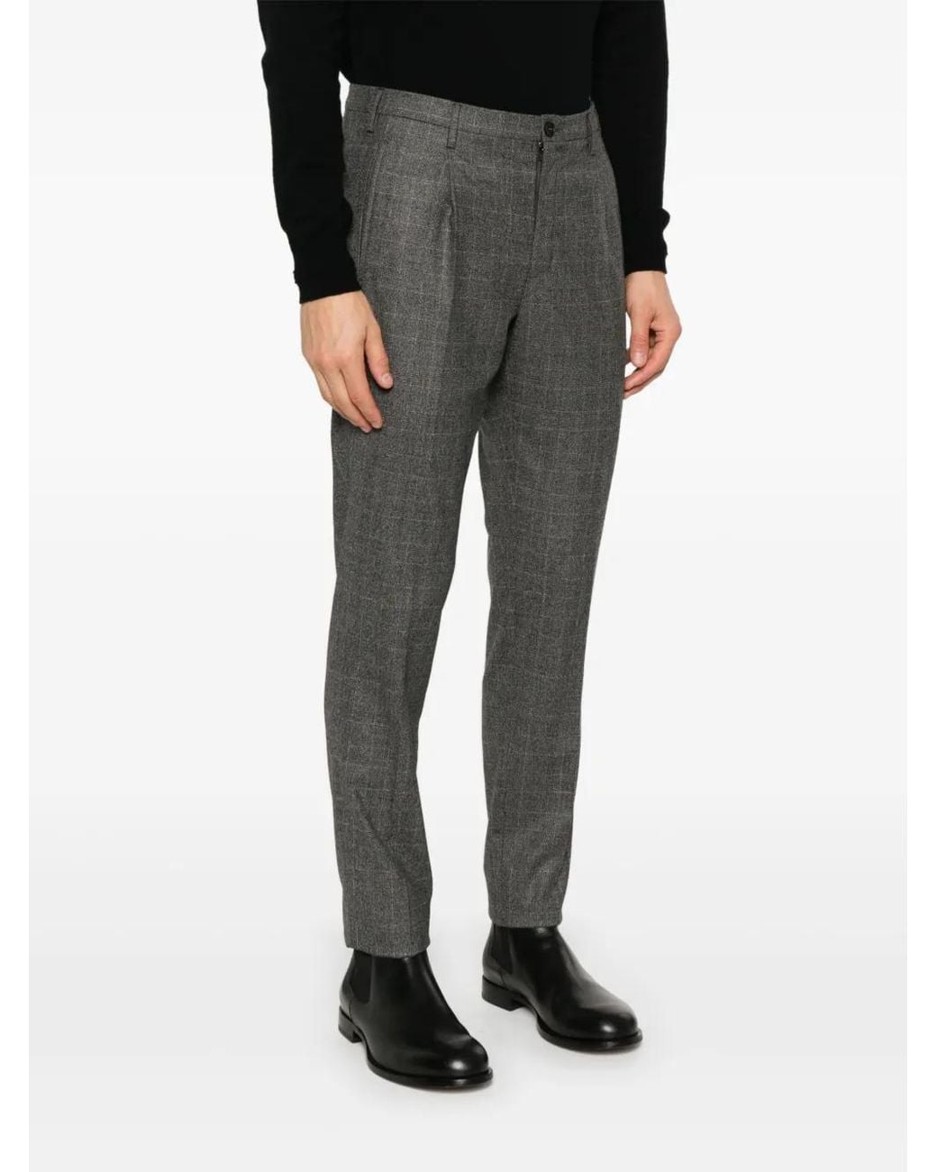 Incotex Gray Checked Trousers for men
