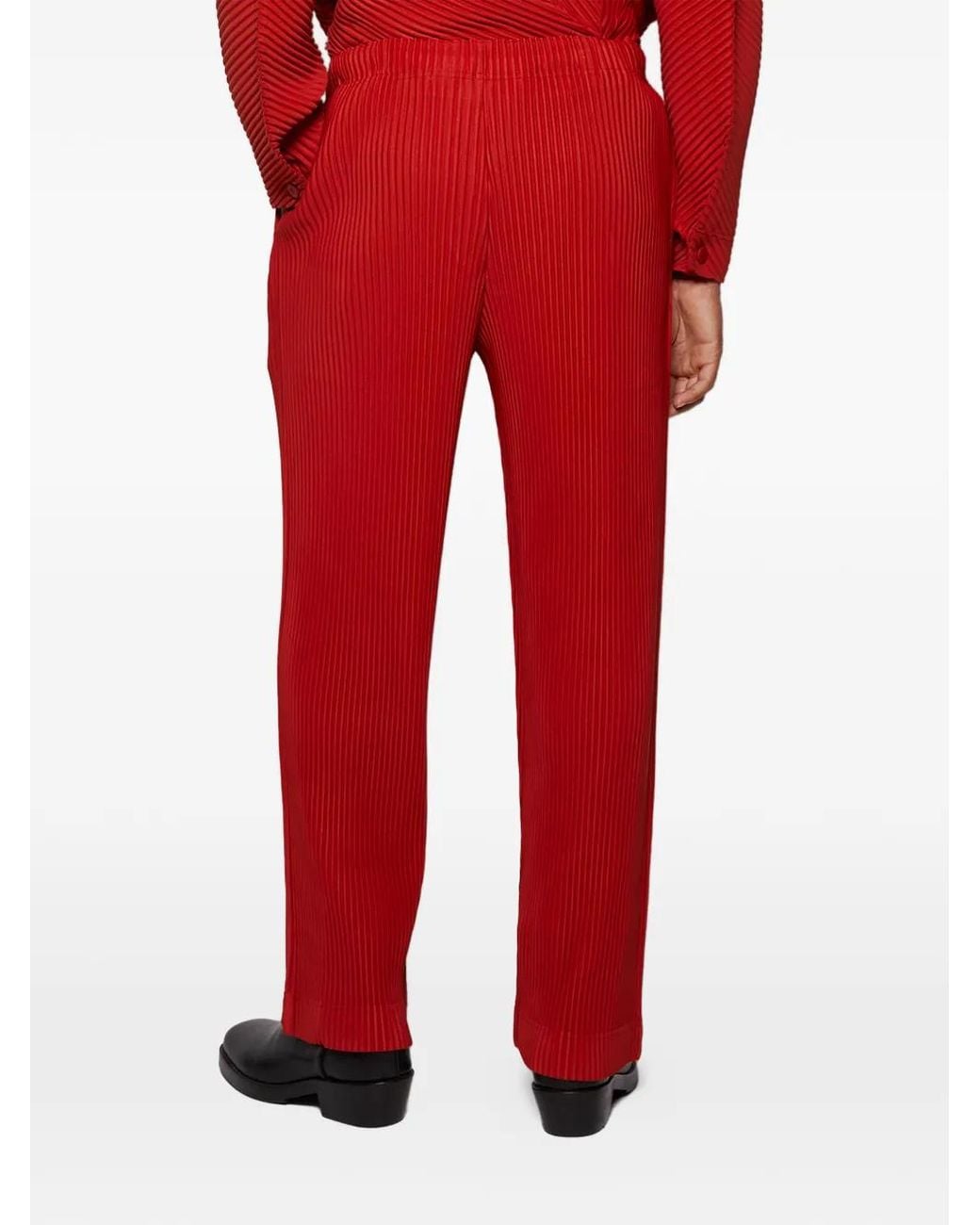 Issey Miyake Red Pleated Pants for men