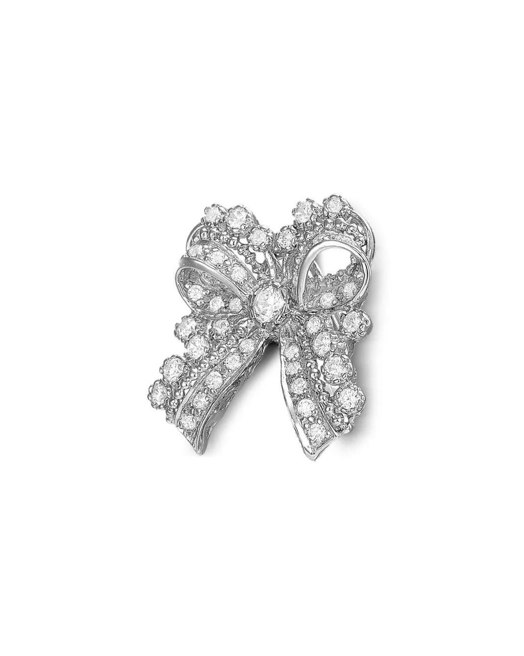 Anabela Chan White 14K And Rhodium Vermeil Dentelle Bow Diamond Earrings