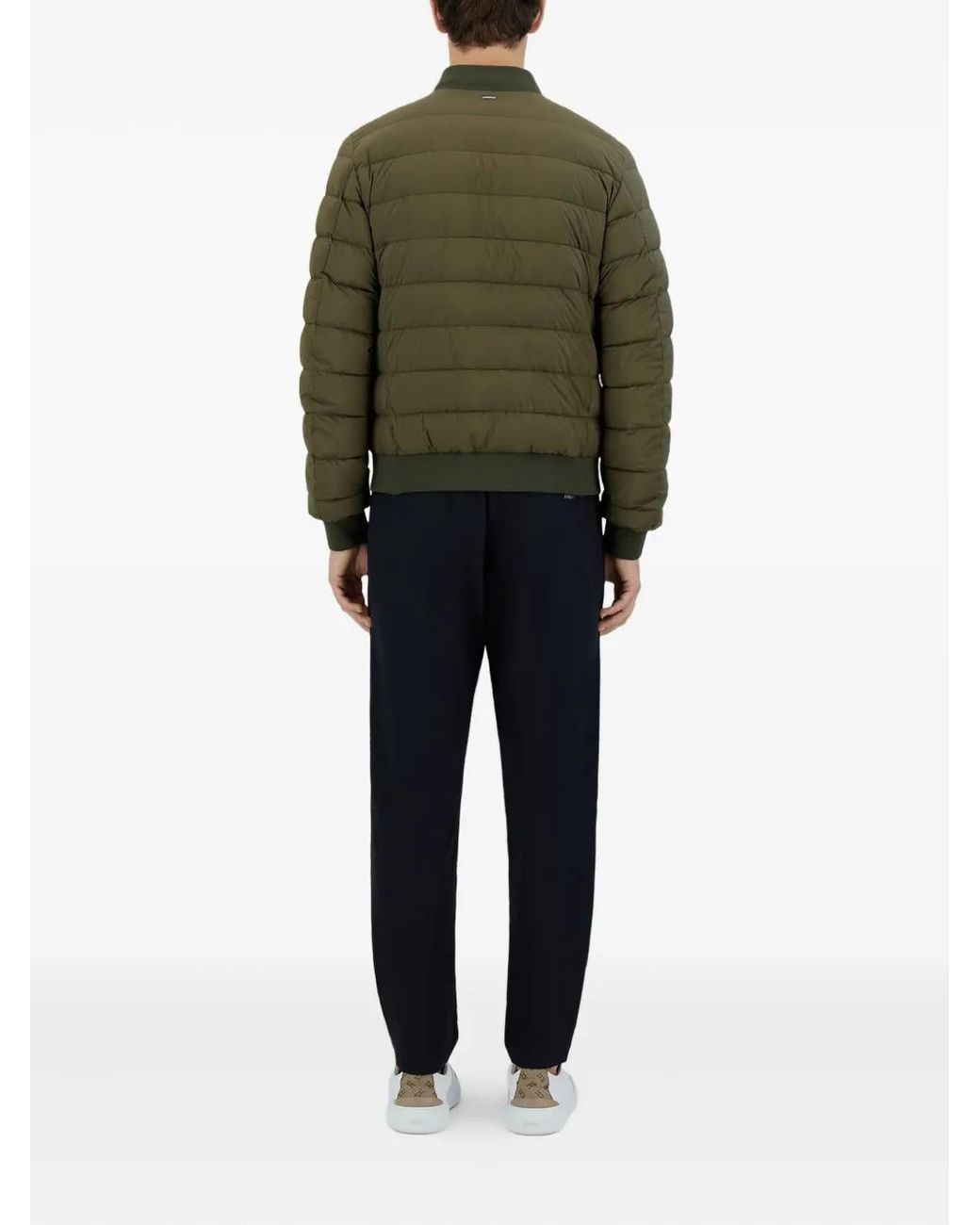 Herno Green Quilted Bomber Jacket for men