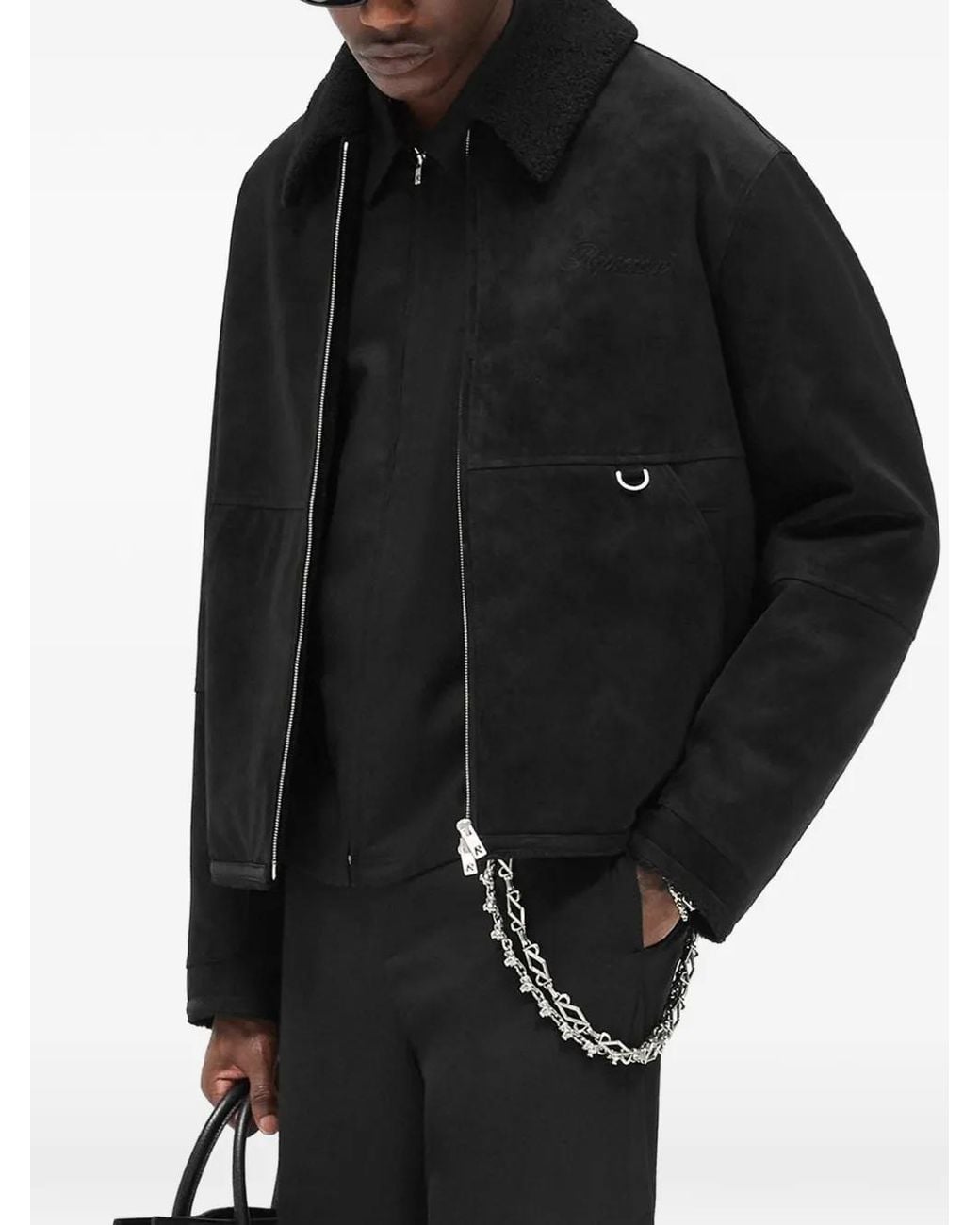 Represent Blue Faux Shearling Jacket for men