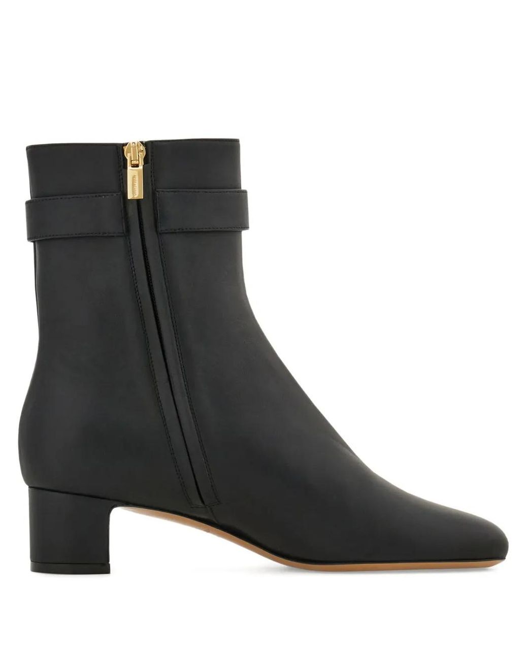 Ferragamo Black Buckle-Strap Ankle Boots