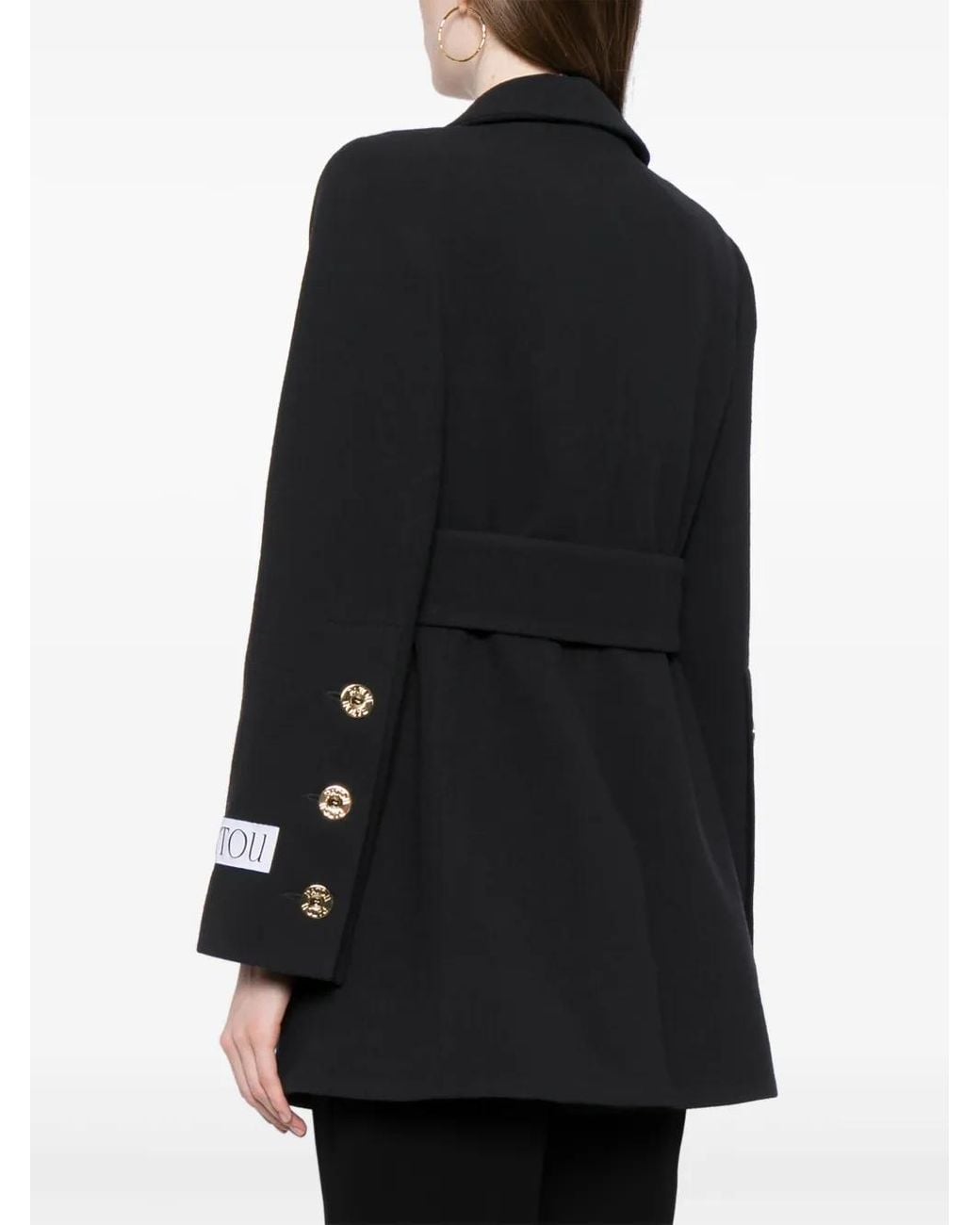 Patou Black Belted Virgin-Wool Coat