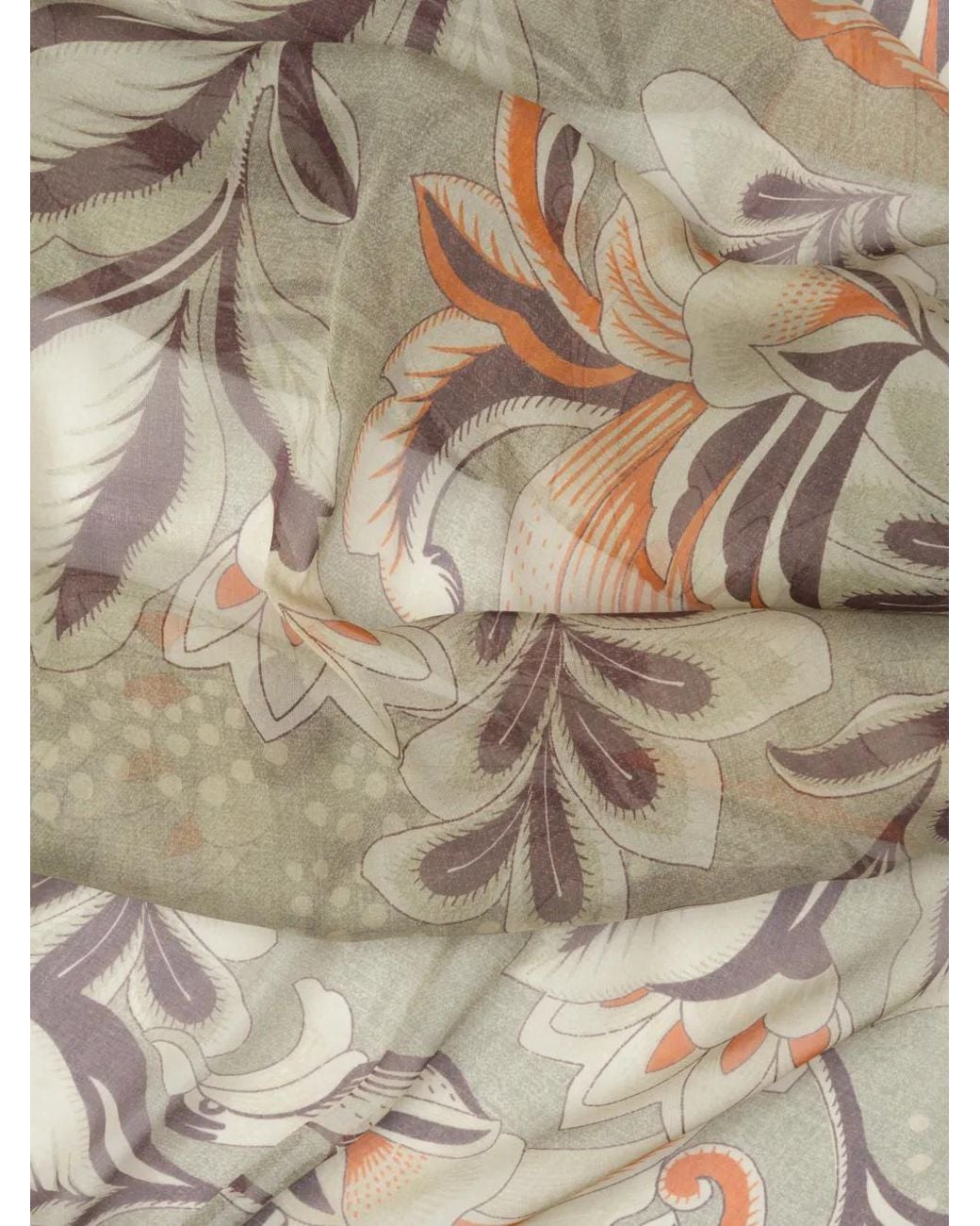 Elizabetta White Delfina Floral-Print Silk Scarf