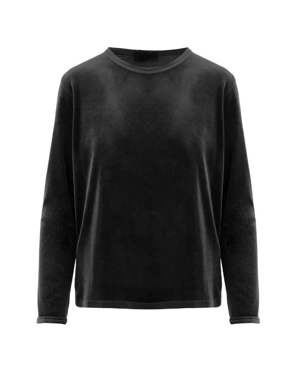 F.it Black Velvet-Effect Crew-Neck Sweater
