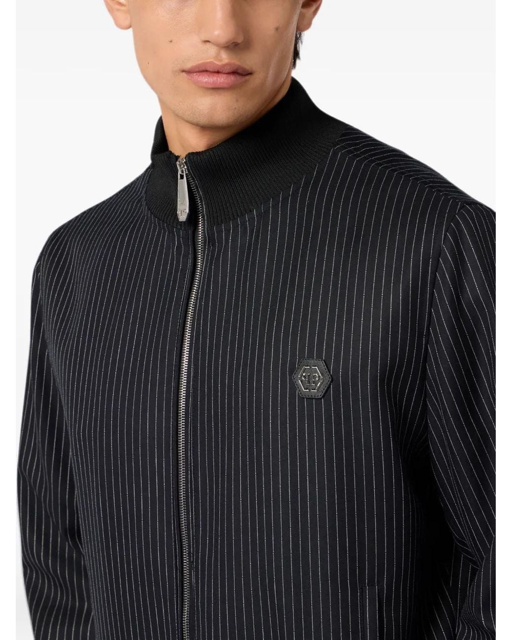 Philipp Plein Black Classic Tracksuit Jacket Stripes Stripes for men