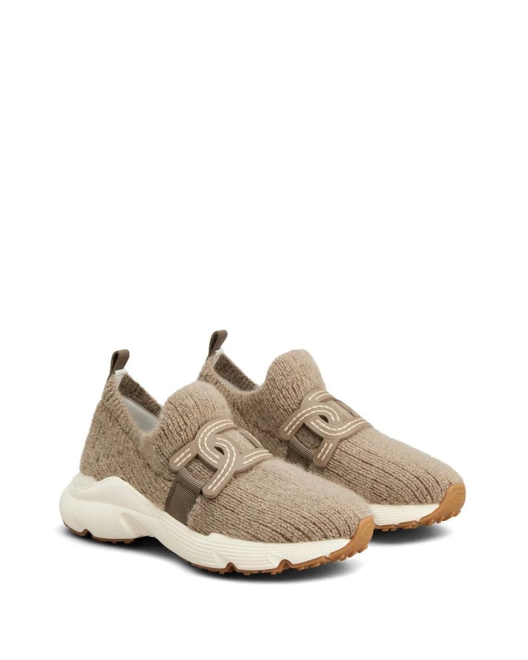 Tod's Natural Kate Knit Sneakers With Chain