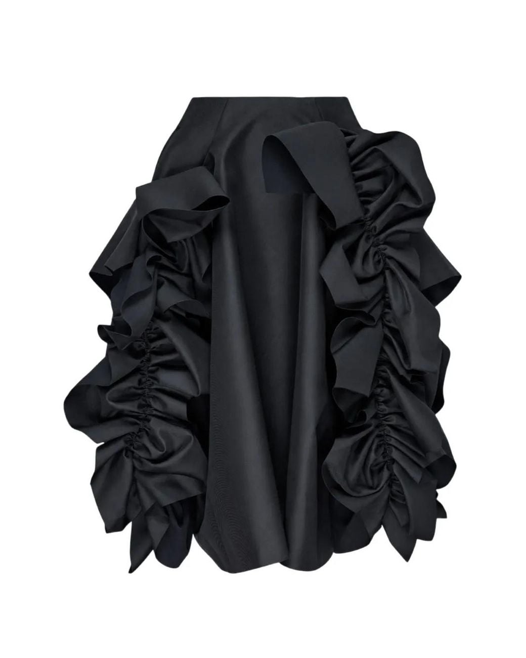 Comme des Garçons Black Ruffled Asymmetric Midi Skirt