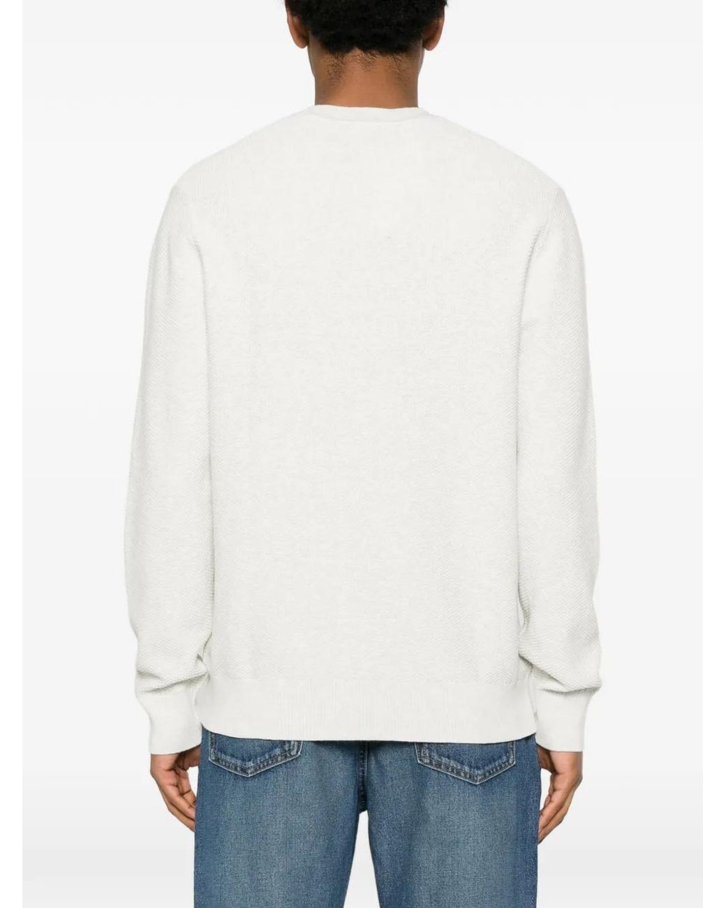 Calvin Klein White Textured Cotton Sweater for men