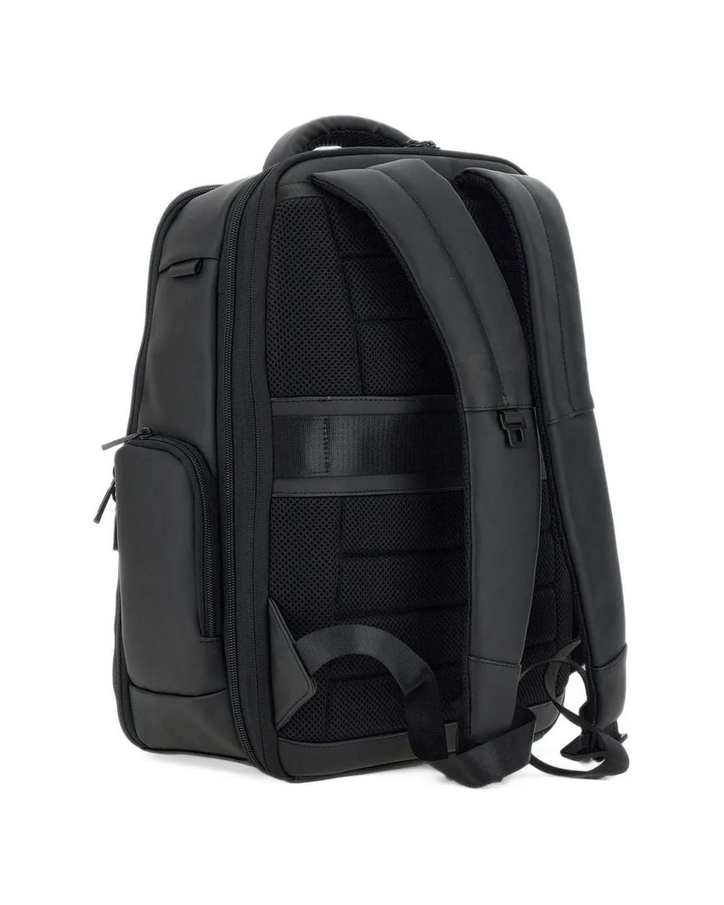 Piquadro Black Logo-Embossed Multi-Pocket Backpack for men