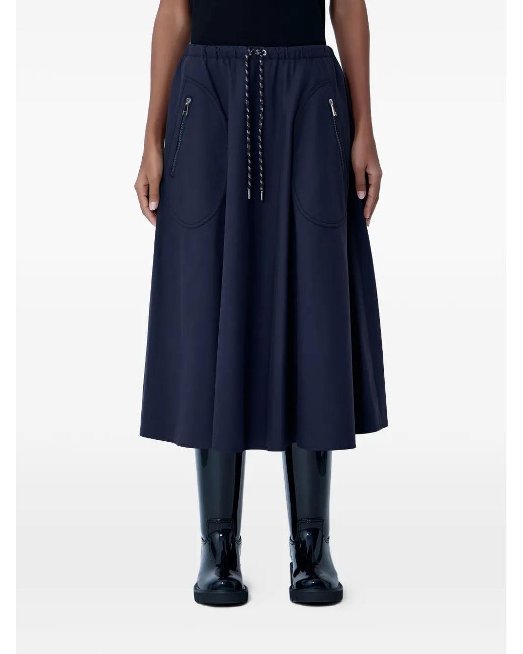 Falda Midi Acampanada Con Cordones Moncler de color Blue