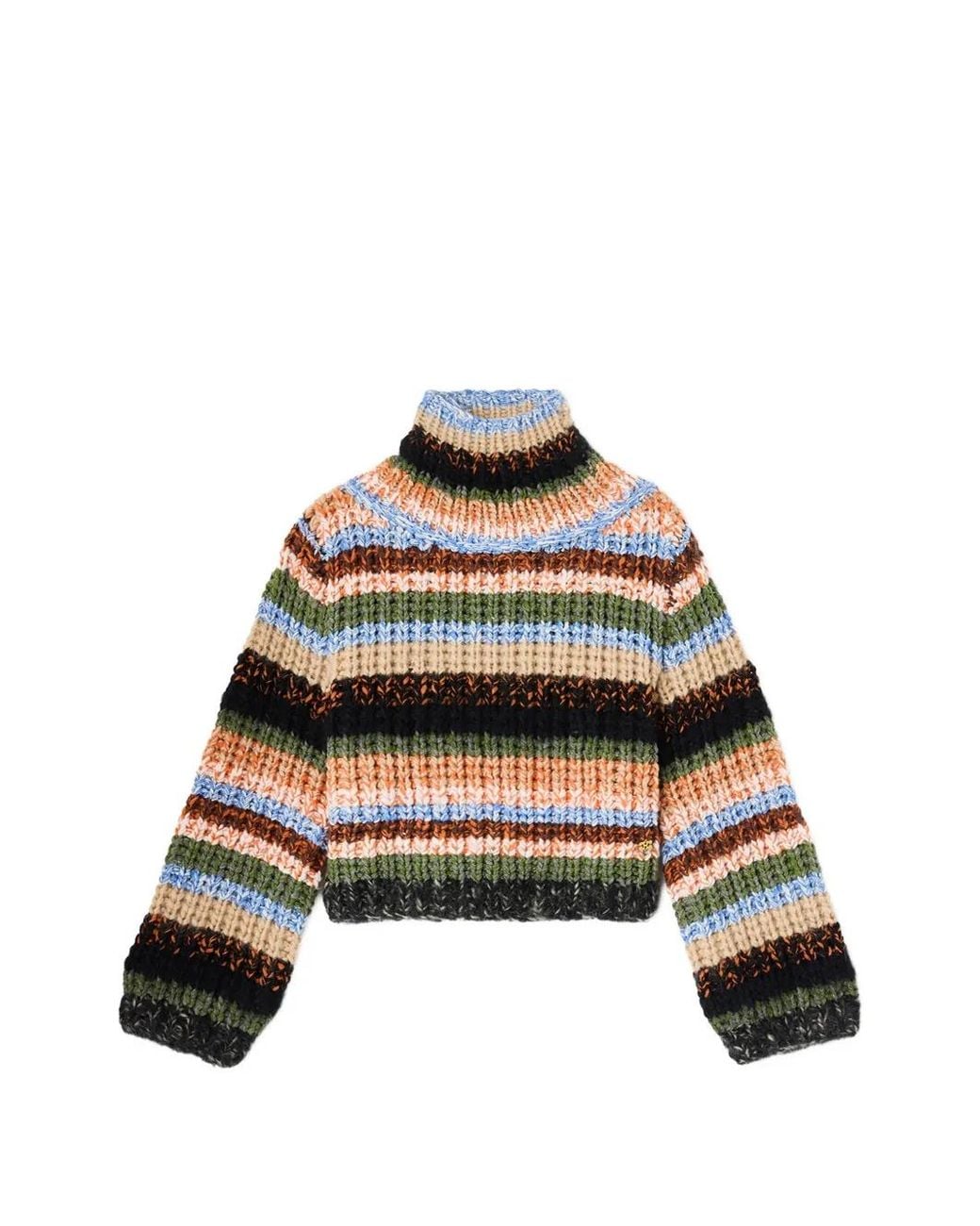Ganni Black Striped Chunky-Knit Sweater