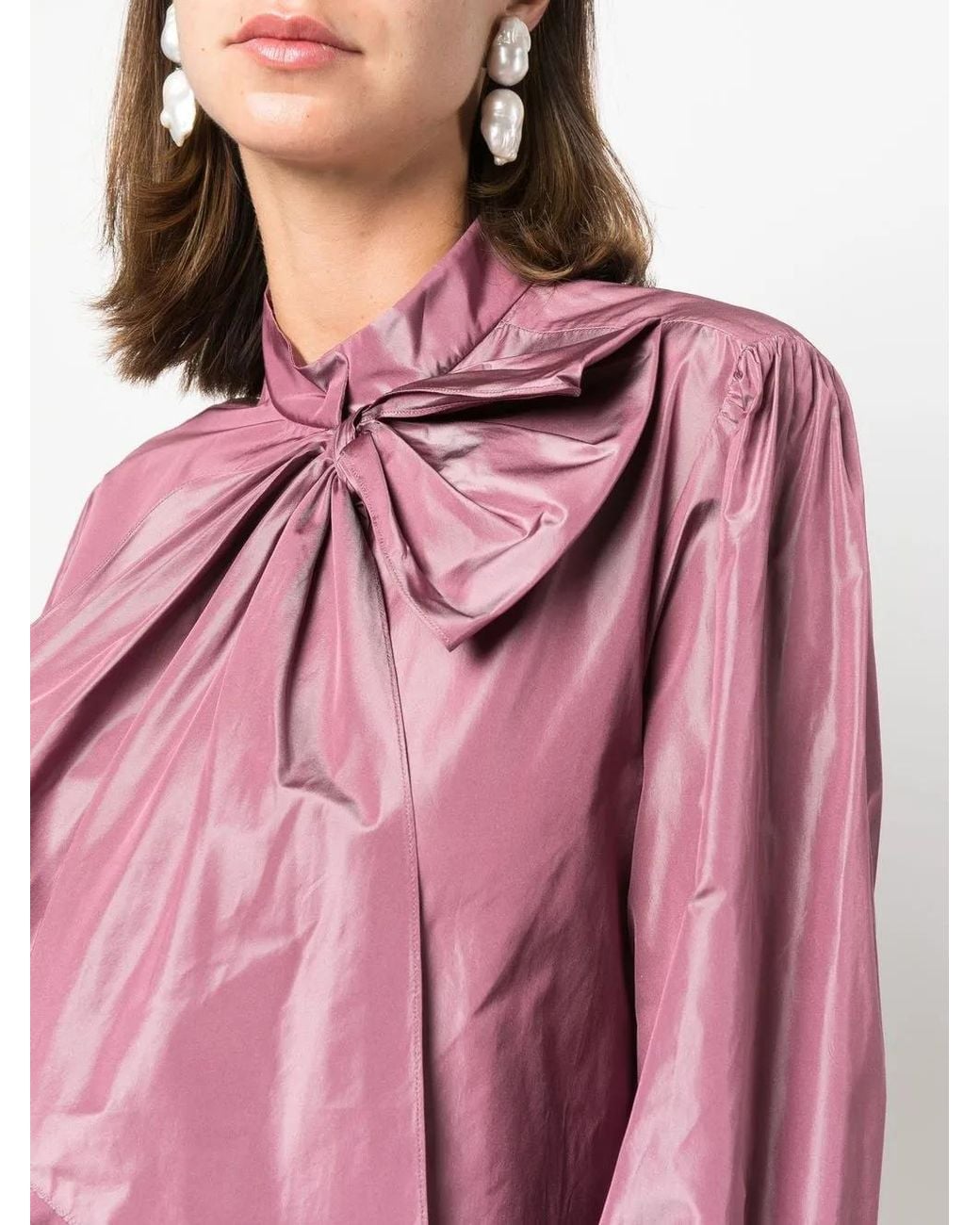 Alberta Ferretti Pink Bow-Detail Blouse