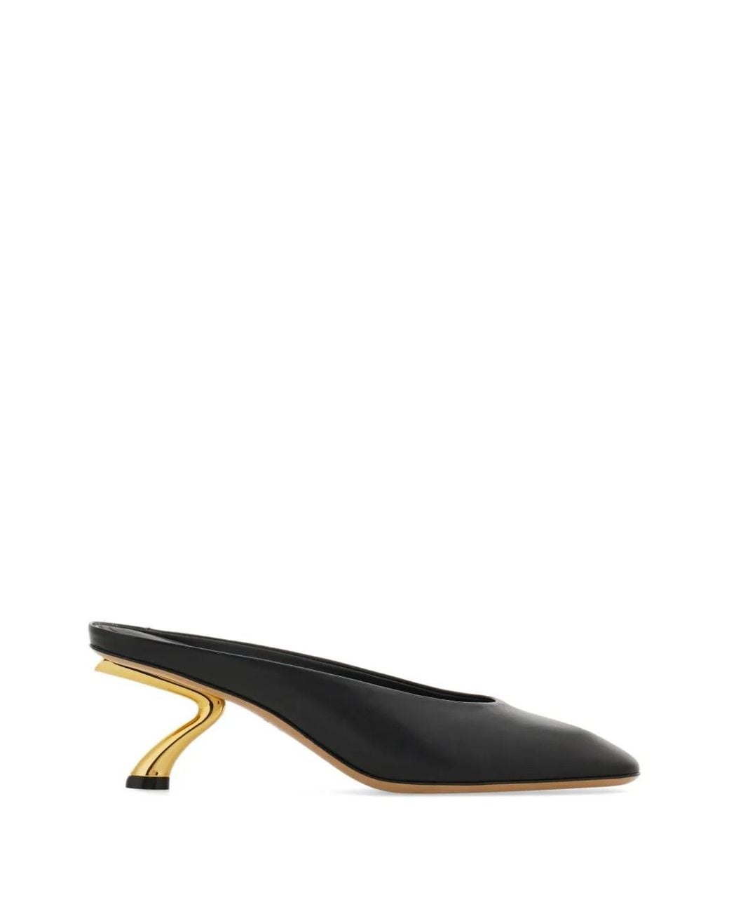 Ferragamo Black S-Shaped Heels Mules