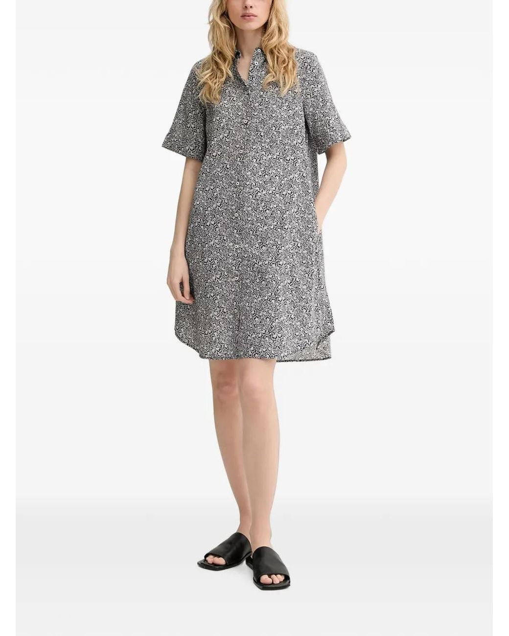 Marc O' Polo Gray Robe-Chemise Mi-Longue À Imprimé Graphique