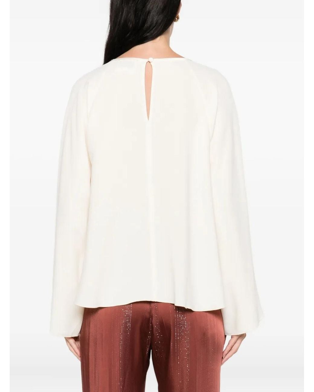 Forte_forte White Matte Anvers Satin Embroidered Top