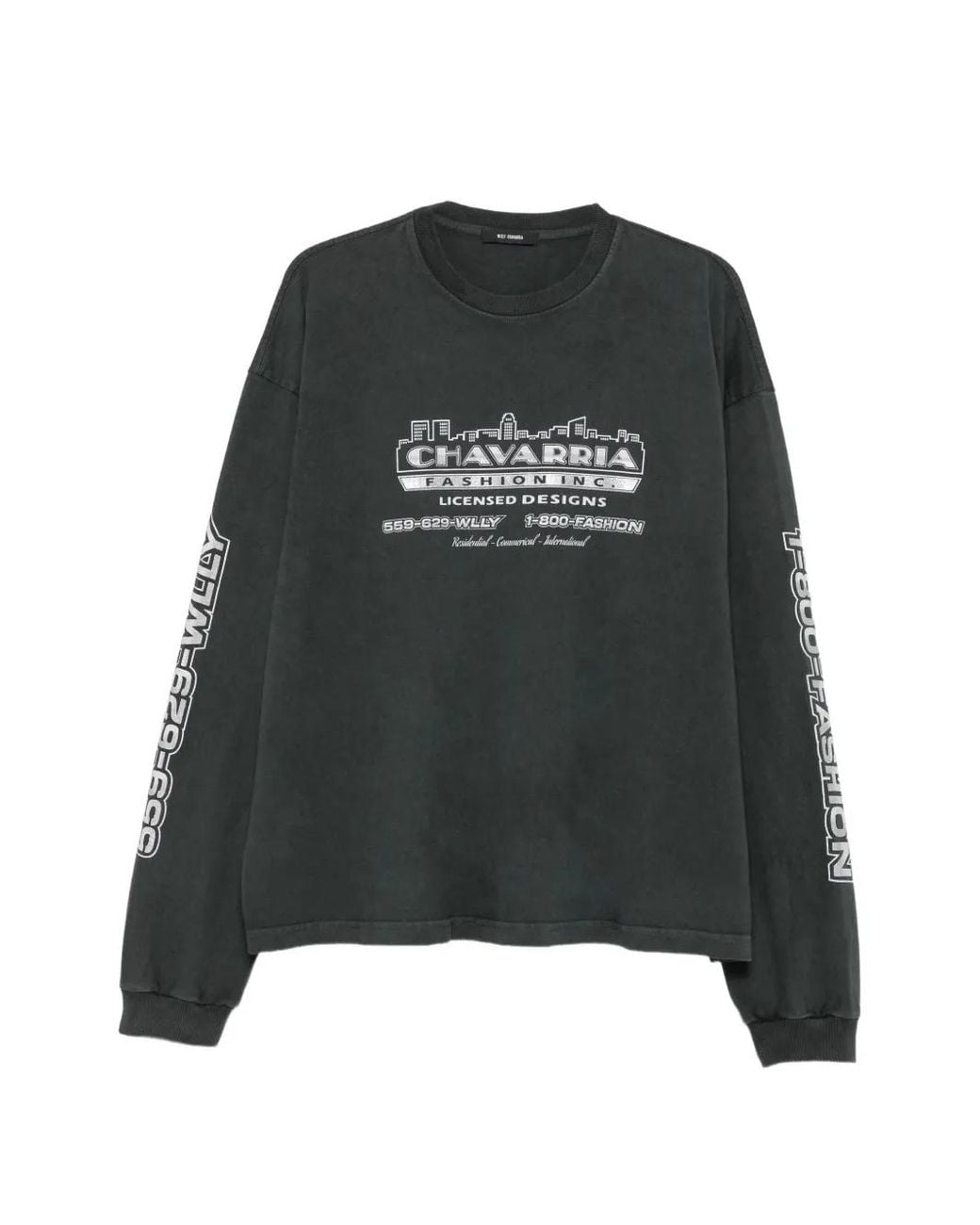 Willy Chavarria Black Ls Buffalo Graphic-Print Long-Sleeve T-Shirt