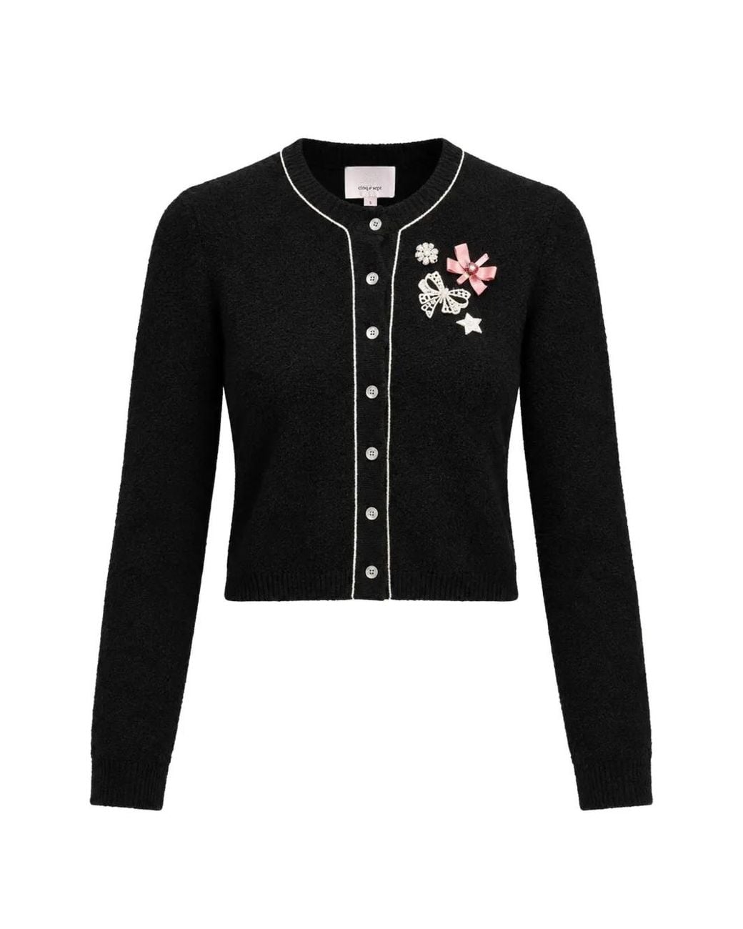 Cinq À Sept Black Allura Bow-Embellished Cardigan