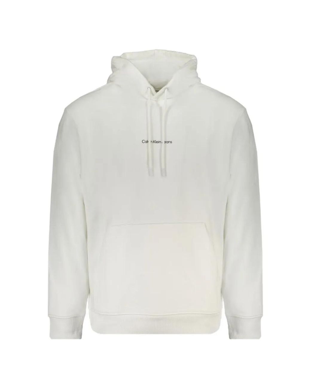 Calvin Klein White Logo-Print Drawstring Hoodie for men