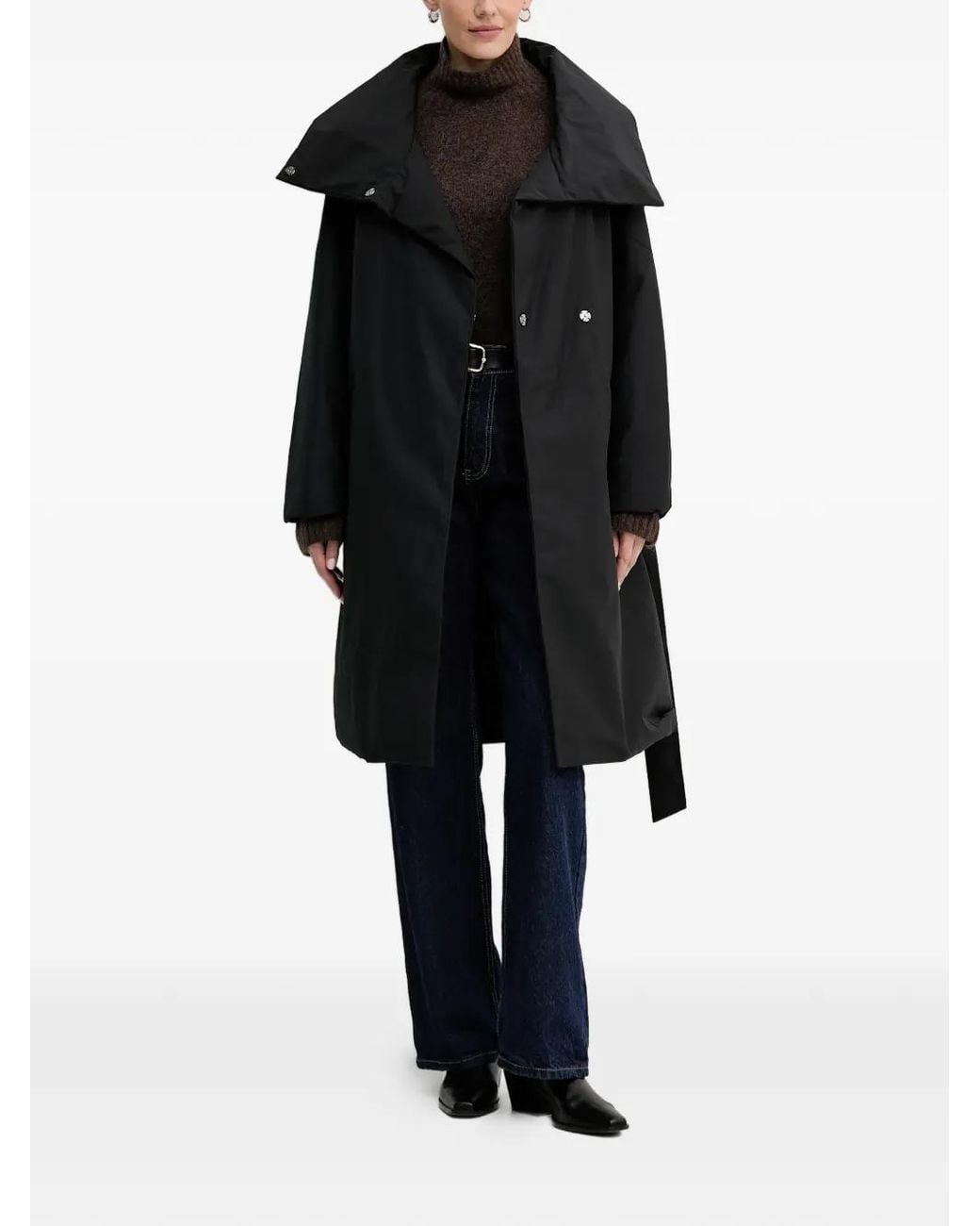Moose Knuckles Black Belted Double-Breasted Coat
