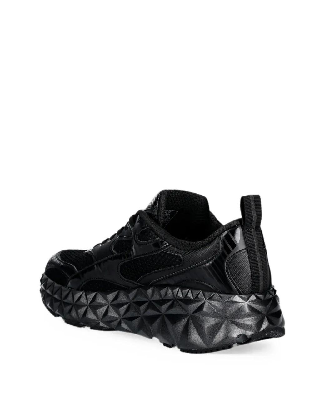 EA7 Black Geometric-Sole Mesh Sneakers for men