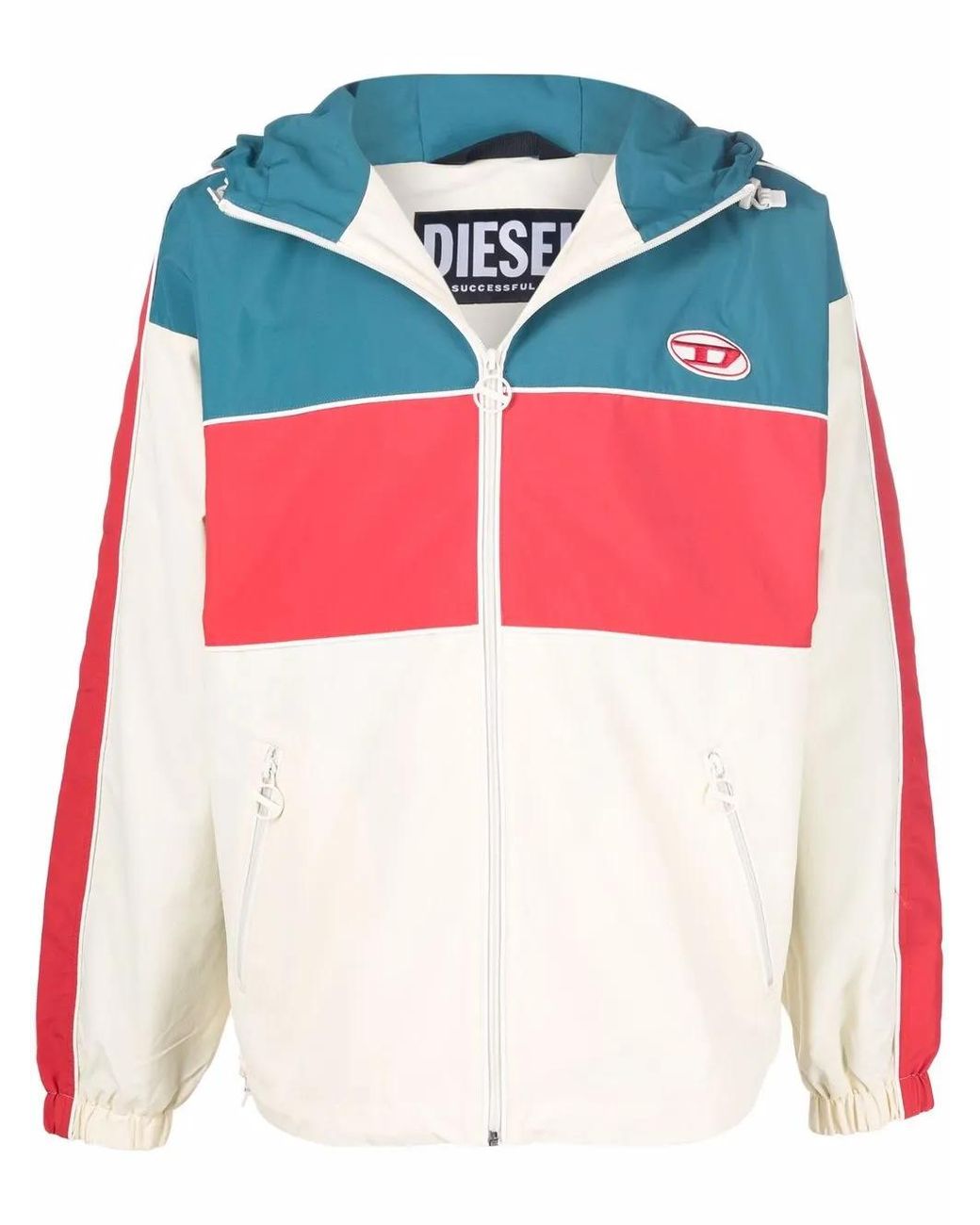 DIESEL Red Logo-Patch Hooded Jacket for men